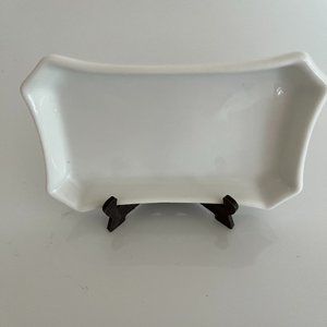 LIMOGES FRANCE MINIATURE VTG PORCELAIN WHITE PLATTER 4" x 2.5" - Preowned